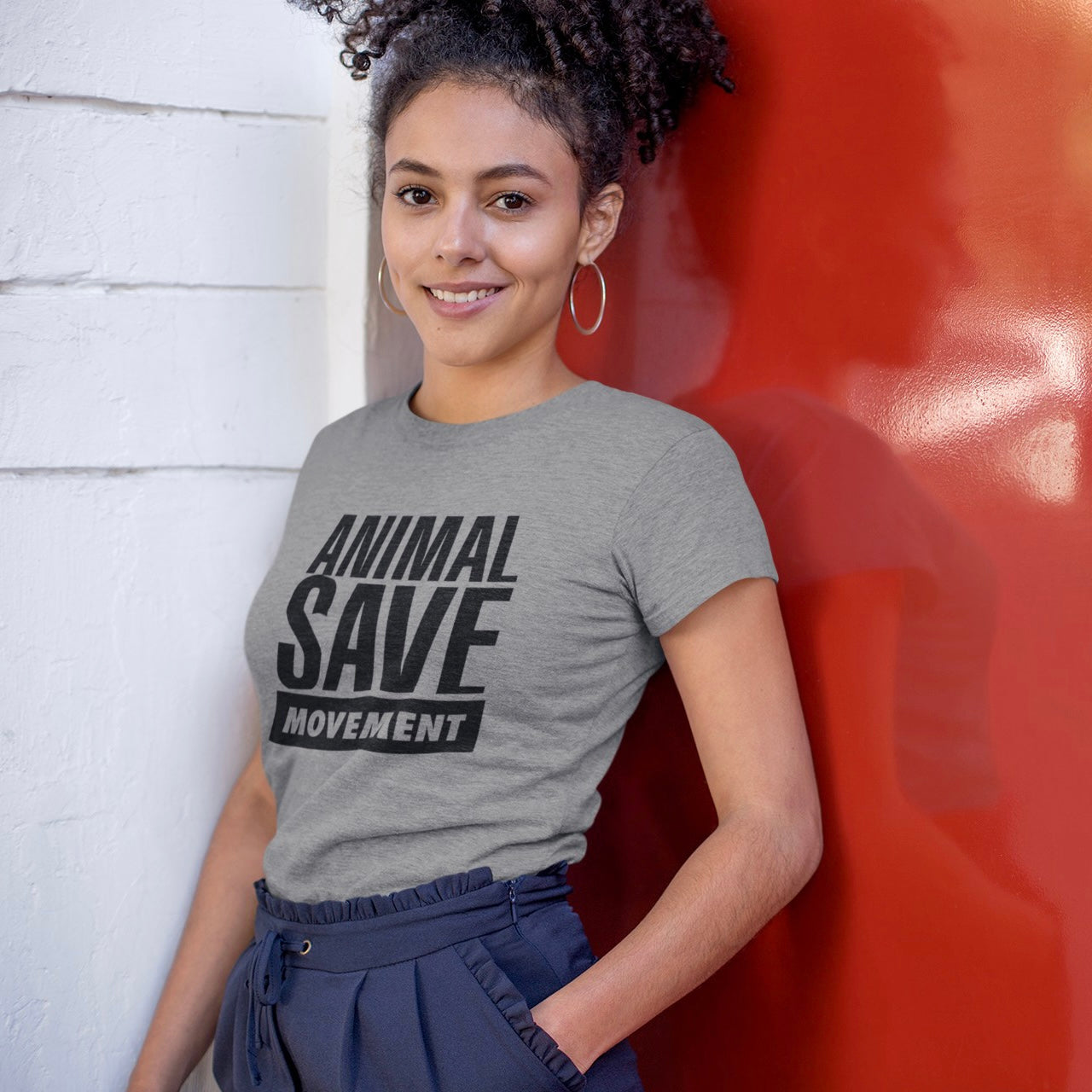 Animal Save Movement T-shirt - Heather Grey, Fitted