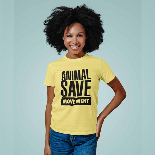 Animal Save Movement T-shirt - Yellow, Fitted